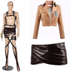 Attack On Titan Cosplay Costume Shingeki No Kyojin Mikasa Ackerman Sjal Bälte Läder Shorts Full Se