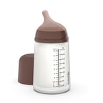 Suavinex, Biberon Anti Colique Zero Zero, avec Tétine Débit Moyen (M) en Silicone, pour Bébés +3 Mois, Idéal pour l'Allaitement Mixte, Tétine Imitant le Sein, Lait Maternel et Poudre, 270 ml, Deep