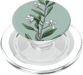 Leaves Botanical Plant Line Art Sage Green Wildflower Floral PopSockets PopGrip for MagSafe