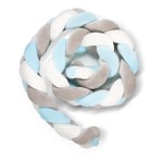 Swanew - Tour de Lit Coussin Serpent Coussin Tressé Pare-chocs Velours Protection Bébé 2M Gris Blanc Bleu