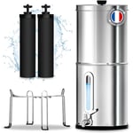 ORINKO Filtre à Eau par Gravité 8,5 L, Purificateur d'Eau avec Charbon Actif, Fontaine Filtrante pour Eau du Robinet, Eau de Pluie et Plus, Filtration Avancée