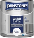 Johnstone's - Quick Dry Gloss Primer Undercoat - Brilliant White - Water Based - Interior Wood & Metal - Fast Drying - Low Odour - Dry in 1-2 Hours - 13m2 Coverage per Litre - 2.5 L