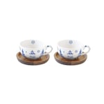 COFF 2 TASSES CAFE 12CL EN PORCELAINE + SOUCOUPE ACACIA PAGODA