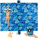 URBANECO OUTDOORS Couverture de Plage légère, surdimensionnée 271,8 x 195,6 cm, imperméable, Anti-Sable, Double ancrage pour Plaisir, Loisirs, Plage, avec Pochette à Piquet et piquets en Plastique,