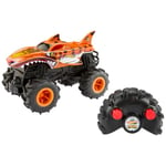 Hot Wheels Véhicule Radiocommandé Monster Trucks Tiger Shark à l’échelle 1/24, véhicule radiocommandé équipé de pneus Tout-Terrain, télécommande Multifonction, HNV03