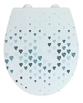 WENKO Abattant WC Cuore avec Surface Relief, abattant WC avec Frein de Chute, Lunette WC en duroplastique antibactérien hygiénique et incassable, Fixation en Acier INOX, 38x44,5 cm, cœur Multicolore