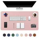 DOBAOJIA Tapis de Souris Grand Prolongé Mouse Pad Mat XXL sous Main Bureau en Cuir Tapis de Portable Pad Écriture pour Bureau/Domicile/Gaming, PU Étanche + Suède Antidérapant 90 x 43 cm (Rose)