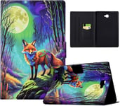 Tablette Coque Pour Samsung Galaxy Tab A 10.1 2016 (Sm-T580/T585) Housse Pu Cuir Animaux Mignons Peinture Etui Samsung Tab A 10.1 2016 Flip Cover Avec Fonction Support,Renard Clair Lune