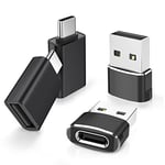 Elebase USB to USB C Adapter with USB C Male to USB A Female 3.0 4-Pack,Thunderbolt 4 3 OTG Charger Converter for MacBook,iPhone 16 15 14 13 Plus Pro Max,iPad Air Mini,Samsung Galaxy S24 S23 Ultra