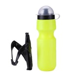 JYJIAJU 650ml Bike Water Bottle With Kettle Holder Portable Cycling Water Bottle Holder Cage Rack Mount Bicicleta Accessories (Color : Yellow)