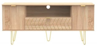 Jigsaw Oak Effect 65cm TV Unit with Gold Hairpin Legs