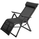 Fauteuil de jardin inclinable Decima anthracite & graphite 8 positions en aluminium traité époxy - Hespéride