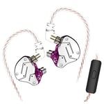 KINBOOFI KZ ZSN Écouteurs Intra-Auriculaires avec Moniteur 1BA et 1DD, KZ Haute fidélité avec câble 2 Broches de 0,75 mm, 1 Dynamique et 1 Pilote d'armature équilibrée KZ (avec Micro, Violet)