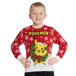 Pokémon Pull de Noel Garcon, Tricoté Sweat de Noel Enfant Mixte - Cadeau Garçon (Rouge, 4-5 Ans)