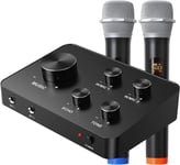 Karaoke Micro Sans Fil Bluetooth Wireless Microphone Sans Fil Système De Double Microphone Sans Fil Uhf Pour Karaoké,Fête,Dj,Égl ,Mariage,Réunion,Enseignement,Hdtv