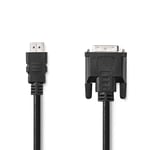 HDMI kabel, HDMI till DVI-D 24+1-Pin Hane, 1080p, 2m