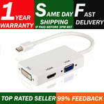 Mini DisplayPort (thunderbolt) to HDMI DVI VGA 3 In 1 Adapter,Connect TV Monitor