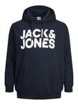 JACK&JONES PLUS Men's Jjecorp Logo Noos Ps Hooded Sweatshirt, Navy Blazer, 4XL Plus UK