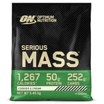 Optimum Nutrition Serious Mass Protein Powder High Calorie Mass Gainer with Vitamins, Creatine and Glutamine, Cookies and Cream, 16 Servings, 5.45 kg, Packaging May Vary