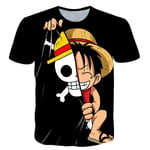 Män En bit Monkey D Luffy Tryckt Rund Hals T-shirts Kortärmad Tee Toppar Sommar XL