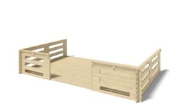 Terrasse en bois avec balustrade pour abri en bois - 15m2 - 5m x 3m - couleur: naturel - DOM616