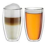 Creano Double Walled Coffee Glasses 250ml - Insulated Cappuccino Cups - Latte Macchiato, Tea - Also Suitable for Small Hands - 2 pcs (Pack of 1)