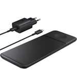 Wireless Charger Trio 9W Fast Charging LED Lights Original Samsung Black