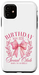 iPhone 11 Cute Pink Coquette Girly Bows Year 1936 Birthday Social Club Case