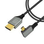 Cablemini Hdmi Vers Hdmi 8K,Cablemini Hdmi A 90 Degres 2,1 Haute Vitesse 48Gbps,Prise En Charge 8K@60Hz 3D,For Dslr Camera Camcorder,Projector,Hdtv,Laptop(Micro Hdmi Left Angle 1M)