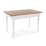 Versa Klett Table Ronde pour Jardin, Balcon ou terrasse, Table d'extérieur ou intérieur, Dimensions (H x l x L) 80 x 70 x 120 cm, Bois, Couleur: Marron et Blanc