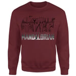 Star Wars The Mandalorian Helmets Line Art - Light Base Sweatshirt - Burgundy - L