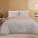 Sleepdown Ditsy Flowers Multi Orange White Soft Easy Care Duvet Cover Set