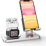 3-i-1 Ställ med 180° Rotation för iPhone, Apple Watch & AirPods - Silver