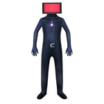 Skibidi Toilet Horror Game Cosplay Costume Performance Jumpsuit For Kids Boys Girls Tv Man Cameraman Halloween Carnival Fancy Dress Up 4-9 Years -a TV man 7-8 Years