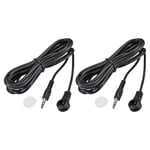 IR Infrared Receiver Extender Cable 3.5mm Jack 9.8FT Long Black Flat Head 2pcs