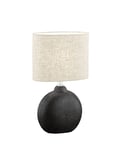 Lampe de table Foro | Noir avec structure mate | abat-jour en tissu | couleur sable lin intérieur blanc | L : 23 cm, l : 13 cm, H : 36 cm, avec interrupteur à corde, 1 ampoule E14 max. 40 W | 50470