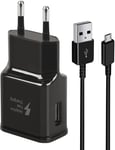 Chargeur Usb Rapide Adaptateur Avec Câble De Charge Rapide Micro Usb 1,5 M Pour Galaxy S7/S6/S2 S3/S4/S5 Edge/J3/J7/Note 5/Note 4,Lg Stylo 2 3 Plus,Moto G5/E6/E5/E4