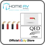 QED Screwloc ABS 24k Gold Plated 6mm - 10mm Duo Spade Plugs - 4 Pack | QE1890