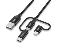 Choetech 3-I-1 Mfi Usb Lightning / Usb Typ C / Micro Usb-Kabel (3A Laddning / 480 Mbps Dataöverföring) 1,2 M Svart (Ip0030-Bk)