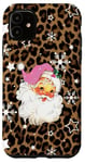 iPhone 11 Cute Pink Stanta Claus Christmas On Cheetah Leopard Pattern Case