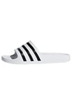 adidas Mixte Adilette Aqua Slides, Cloud White / Core Black / Cloud White, 47 1/3