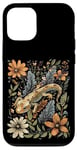 Coque pour iPhone 15 Pro Cottagecore Gecko naturel pour reptile floral