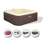 EASE.ZONE Spa hydromassage Gonflable Chauffant 4-6 Personnes 185 x 65 cm Pompe Super silencieuse intégrée, Marron