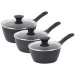 Salter Saucepan Set Non-Stick With Lids Induction Dishwasher/Metal Utensil Safe