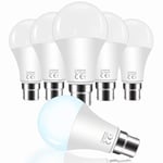 Lot de 6 Ampoule LED B22 A60, 12W (Équivalent Ampoule Incandescente de 100W), Blanc Froid 6500K, 1200LM, AC 175V-265V, Non-dimmable, Baillonette Culot B22, pour l’éclairage Domestique