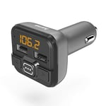 Hama Bluetooth FM Transmitter for Car Radio with Car Charger (Car Adapter for Cigarette Lighter Socket with Connections for MicroSD, USB Stick and for Charging, Wireless Bluetooth Transmitter) Grey