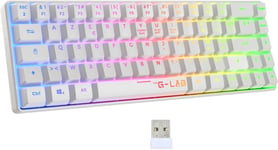 KEYZ HYDROGEN WLCLAVIER GAMER SANS FIL, CLAVIER 60% SEMI-MÉCANIQUE, AZERTY, RGB MULTICOLORE CLAVIER GAMING SANS FIL SILENCIEUX, FORMAT COMPACT TKL - PC/PS4/PS5- NEW (BLANC)[CLA170228]