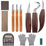 10 outils de sculpture sur bois, kit de sculpture sur bois avec 3 ciseaux à bois, 3 couteaux de sculpture sur bois, ensemble de couteaux de