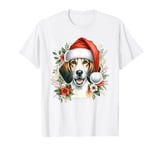 Christmas English Foxhound Dog Watercolor Artwork T-Shirt