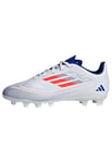 adidas F50 Club Football Boots Flexible Ground, Cloud White/Solar Red/Lucid Blue, 4.5 UK